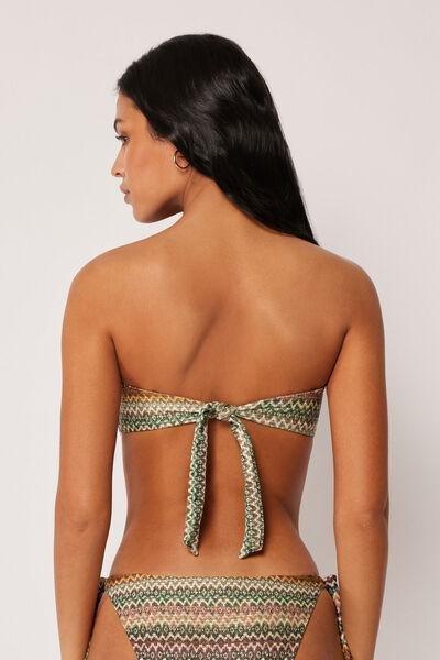 Beige Elegant Ethnic Bandeau Bikini Top, 5501_174E, large image number 2