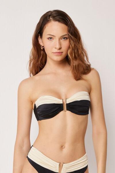 White/Black Elegant Bicolour Bandeau Bikini Top, 5501_183E, medium