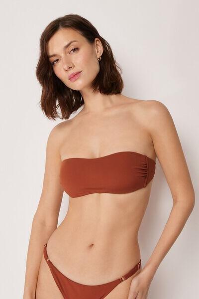 Brown Premium Fit Bandeau Bikini Top, 5501_161E, large image number 1