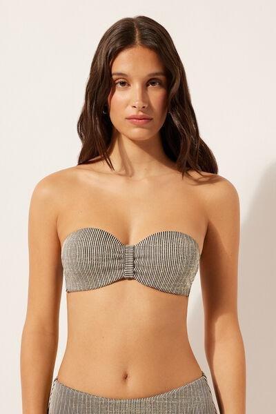 Gold/Black Bandeau Bikini Top, 5501_146E, large image number 0