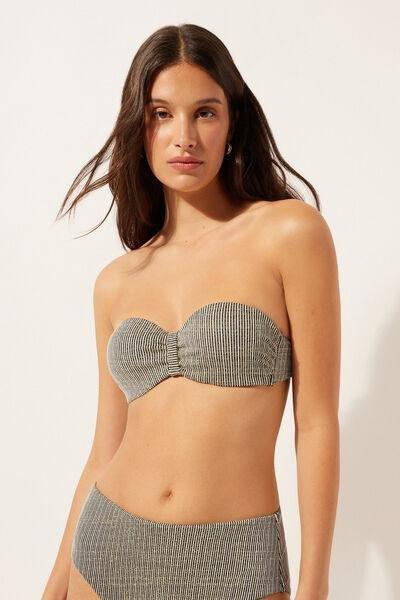 Gold/Black Bandeau Bikini Top, 5501_146E, large image number 1