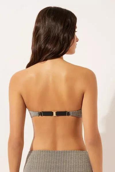 Gold/Black Bandeau Bikini Top, 5501_146E, large image number 2