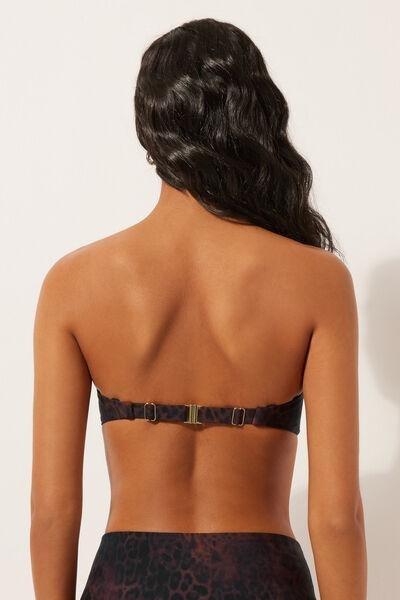 Brown Animal Print Bandeau Bikini Top, 5501_165E, large image number 2