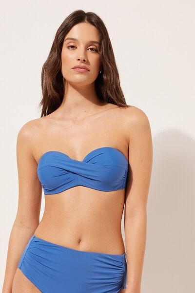 Blue Padded Bandeau Bikini Top, , large image number 0