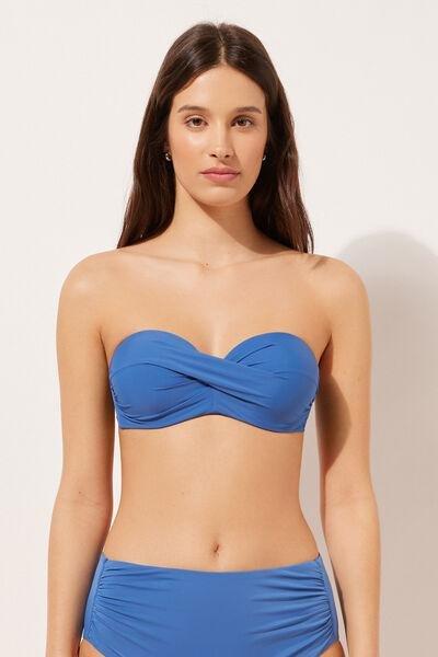 Blue Padded Bandeau Bikini Top, , large image number 1