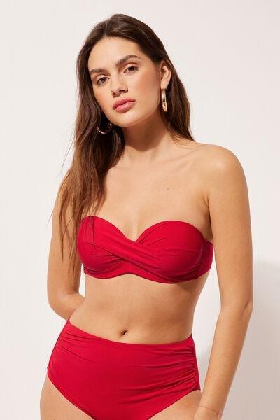 Red Lightly Padded Bandeau Bikini Top, , large image number 0