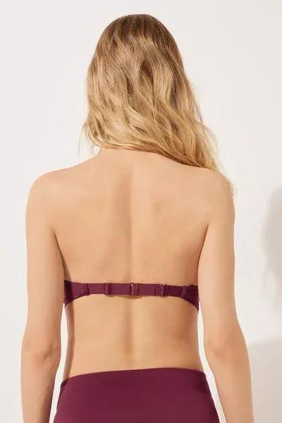 Burgundy Padded Bandeau Bikini Top, 5501_101E, large image number 2