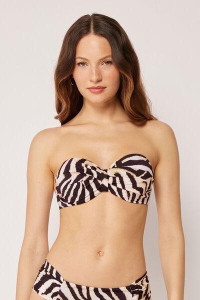 White/Black Savannah Zebra Bandeau Bikini Top, 5501_247E, large image number 0