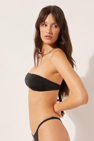 Black Straight Bandeau Bikini Top, , medium