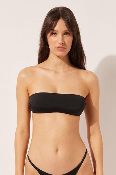 Black Straight Bandeau Bikini Top, , large image number 1