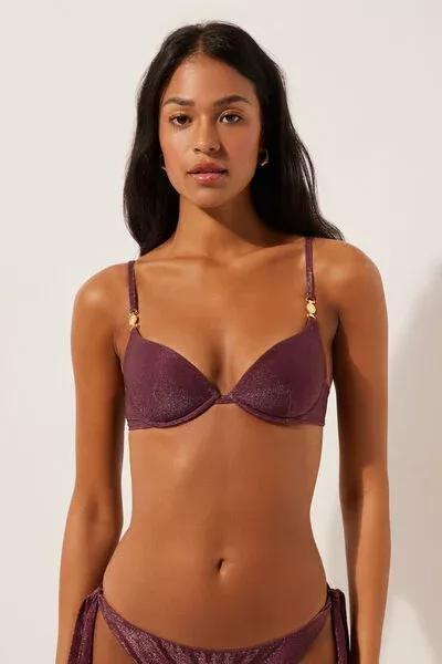 Burgundy Padded Push-Up Bikini Top, 5501_153E, large image number 0