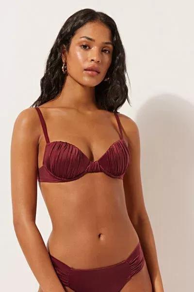 Red Shiny Satin Padded Push-Up Bikini Top, 5501_156E, large image number 1