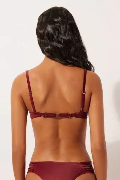 Red Shiny Satin Padded Push-Up Bikini Top, 5501_156E, large image number 2