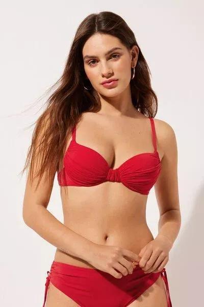 Red Padded Push-Up Bikini Top, 5501_061E, large image number 1