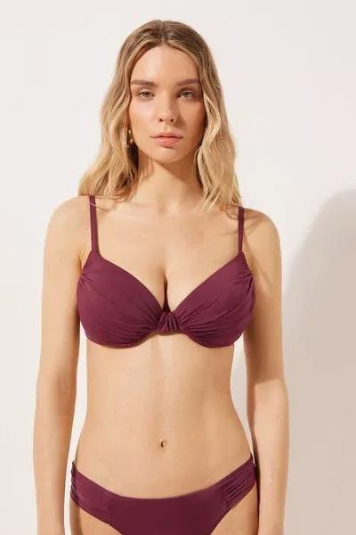 Burgundy Padded Push-Up Bikini Top, 5501_101E, large image number 0
