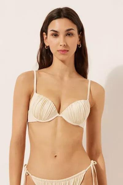 White Push-Up Bikini Top Shiny Satin, 5501_148E, large image number 1
