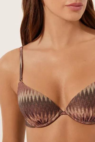 Brown Golden Chevron Push-Up Bikini Top, 5501_151E, large image number 3