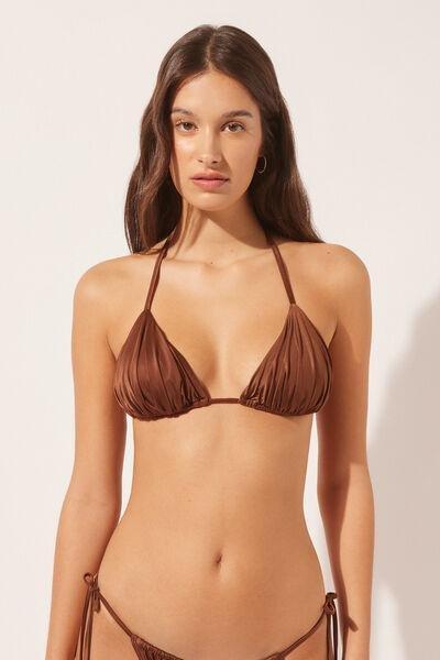 Brown Removable Pads Triangle Bikini Top, , large image number 1