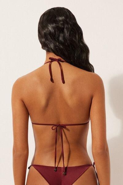Red Shiny Satin Removable Padding Triangle Bikini Top, 5501_156E, medium