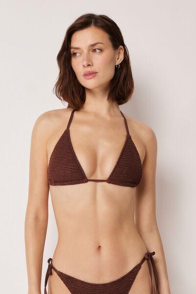 Brown Crinkle Waves Triangle Bikini Top, 5501_159E, large