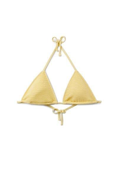 Yellow Crinkle Waves Removable Padding Triangle Bikini Top, 5501_234E, large image number 0