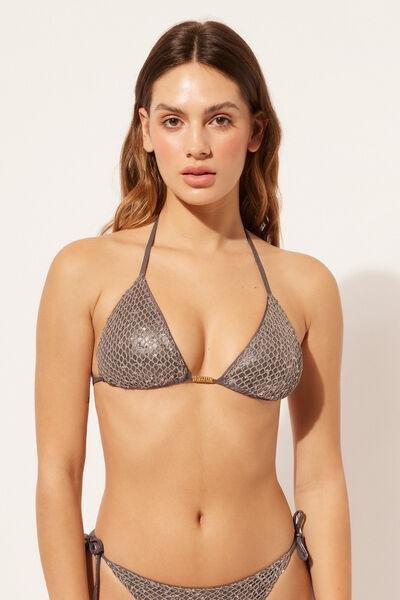 Brown Glittering Net Swimsuit Triangle Bra, , large image number 1