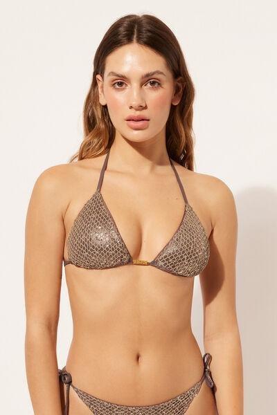 Brown Glittering Net Swimsuit Triangle Bra, 5501_982C, large image number 1