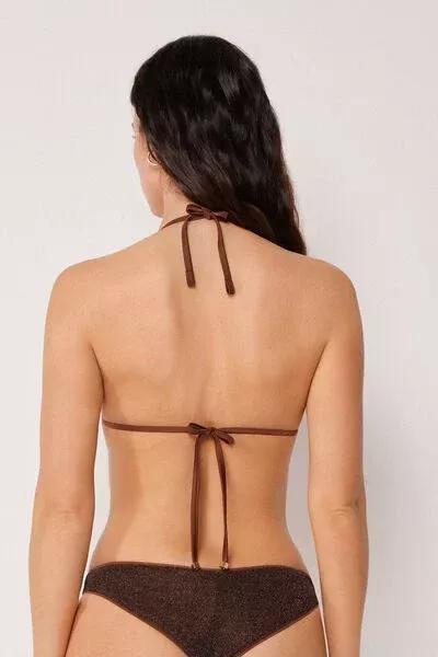 Brown Metallic Glow Triangle Bikini Top, 5501_169E, medium