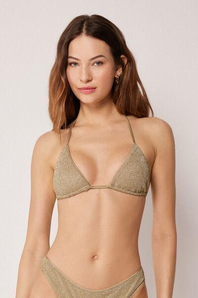 Gold Metallic Glow Triangle Bikini Top, 5501_178E, large image number 0