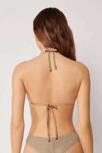 Gold Metallic Glow Triangle Bikini Top, 5501_178E, large image number 2
