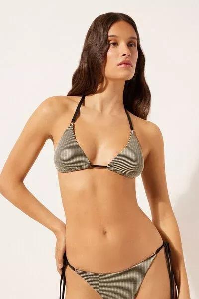 Gold/Black Triangle Bikini Top, 5501_146E, large image number 1