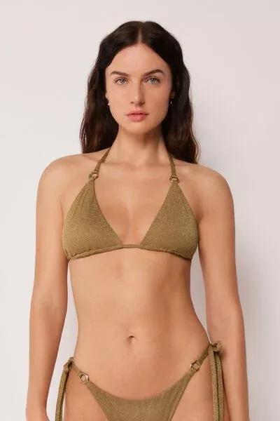 Brown Sophisticated Shine Triangle Bikini Top, 5501_172E, large image number 0