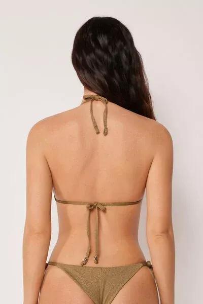 Brown Sophisticated Shine Triangle Bikini Top, 5501_172E, large image number 2