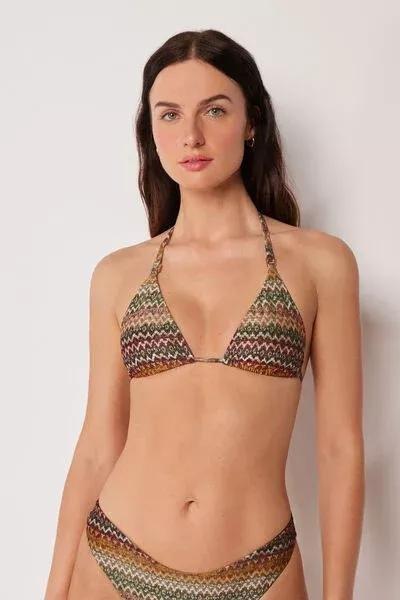 Brown Elegant Ethnic Triangle Bikini Top, 5501_174E, large image number 0