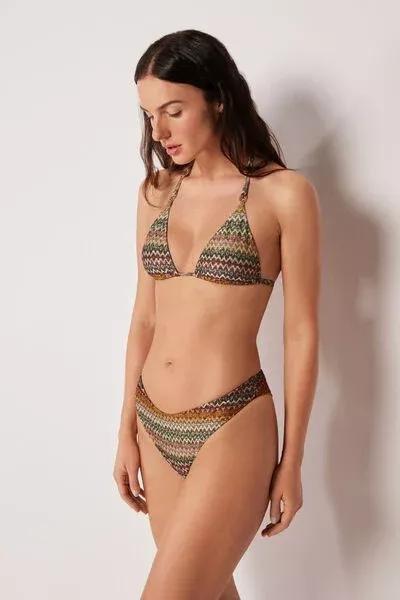 Brown Elegant Ethnic Triangle Bikini Top, 5501_174E, medium