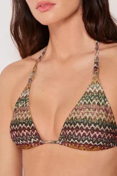 Brown Elegant Ethnic Triangle Bikini Top, 5501_174E, large image number 3