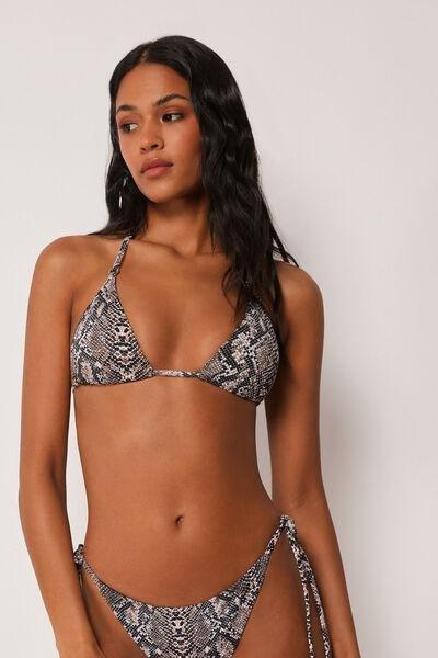 Biege Animal Print Triangle Bikini Top, 5501_181E, medium