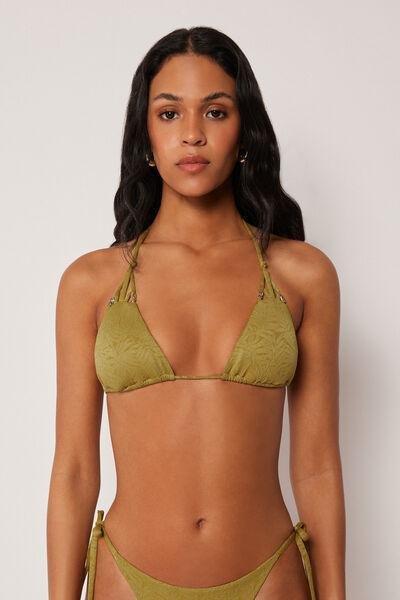 Green Wild Jungle Triangle Bikini Top, 5501_185E, large image number 0