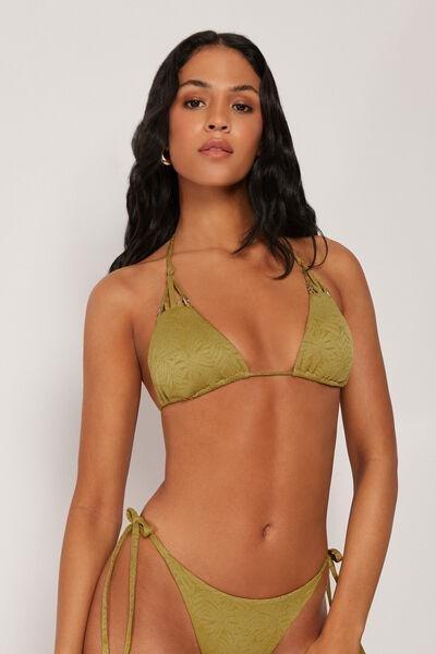 Green Wild Jungle Triangle Bikini Top, 5501_185E, large image number 1