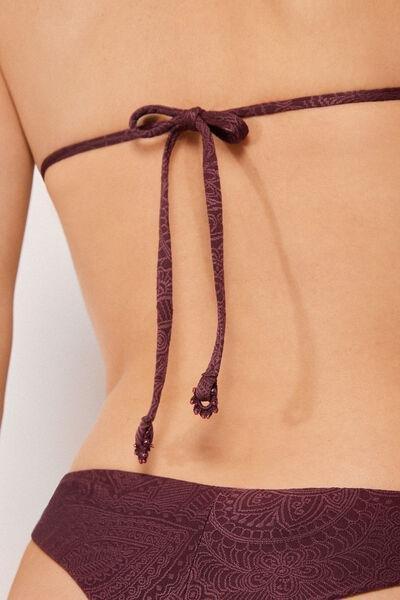 Burgundy Precious Jacquard Triangle Bikini Top, 5501_182E, large image number 3