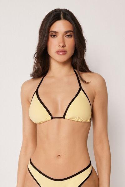 Yellow Bicolour Piping Triangle Bikini Top, 5501_248E, large image number 0