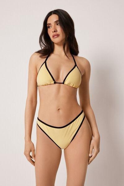 Yellow Bicolour Piping Triangle Bikini Top, 5501_248E, medium