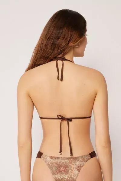 Brown/Beige Ethnic Boho Triangle Bikini Top, 5501_255E, large image number 2