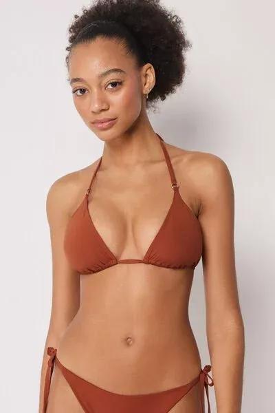 Brown Premium Fit Triangle Bikini Top, 5501_161E, large image number 0