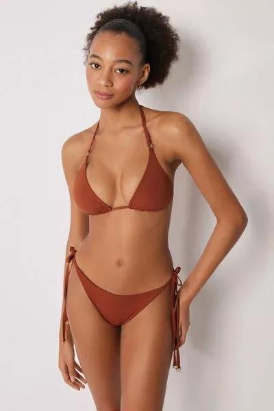 Brown Premium Fit Triangle Bikini Top, 5501_161E, large image number 1