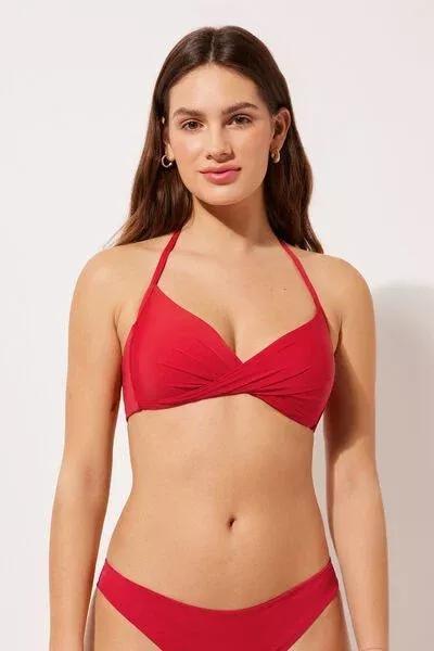 Red Crossover Triangle Bikini Top, 5501_061E, large image number 0