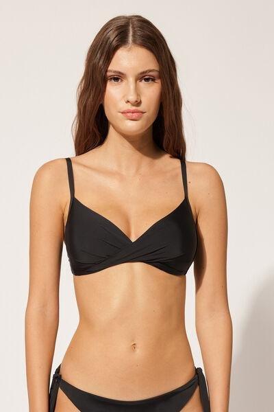 Black Padded Crossover Bikini Top, , large image number 1