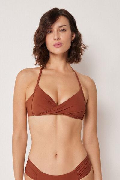 Brown Premium Fit Padded Triangle Bikini Top, 5501_161E, large