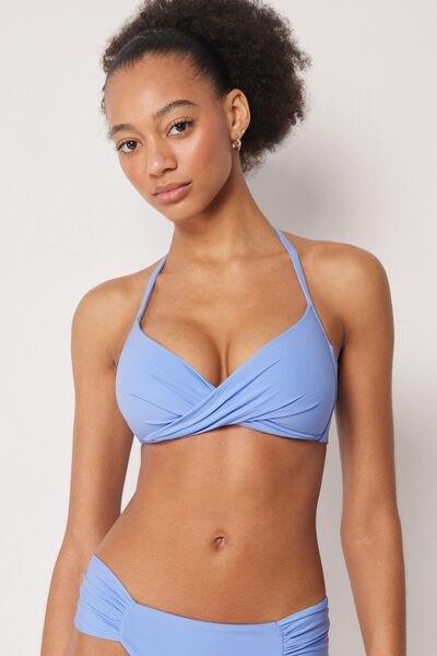 Blue Premium Fit Padded Triangle Bikini Top, 5501_162E, large