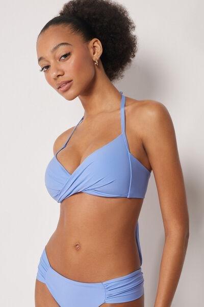 Blue Premium Fit Padded Triangle Bikini Top, 5501_162E, large image number 1